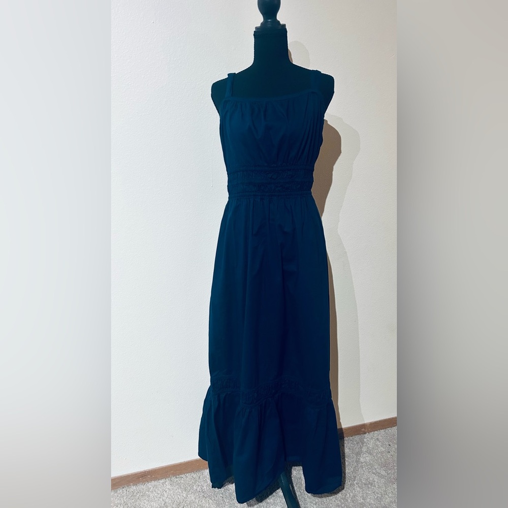 LOFT Navy Square-Strap Maxi Dress - Picture 2 of 8
